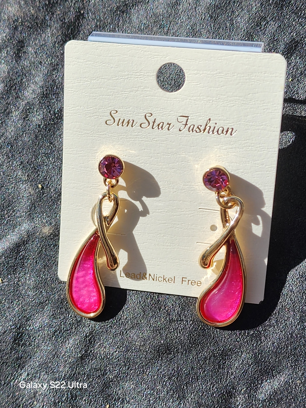 Sun Star Fashion Pink Gold Teardrop Earrings